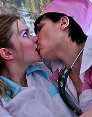 Old doc seduces a pretty young nurse plunging her tongue into hot wet holes